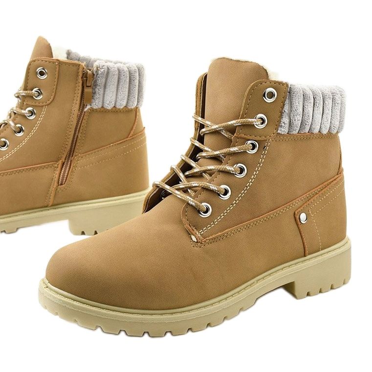 Bottines à lacets camel Brunstane multicolore 1