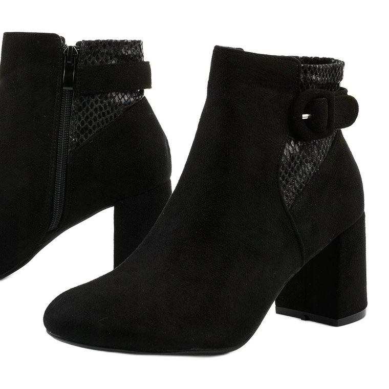 Bottines noires avec une fermeture éclair Pearpuff le noir 1