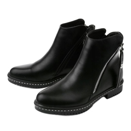 Bottines noires pour femmes avec fermeture éclair, Nonarila le noir 2