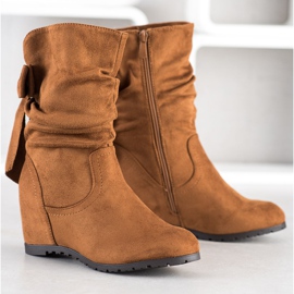 SHELOVET Bottes hautes compensées brun 1