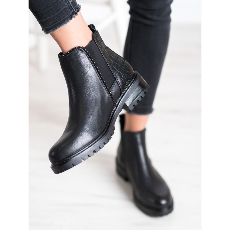 Super Me Bottines Jodhpur noires Imprimé serpent 2