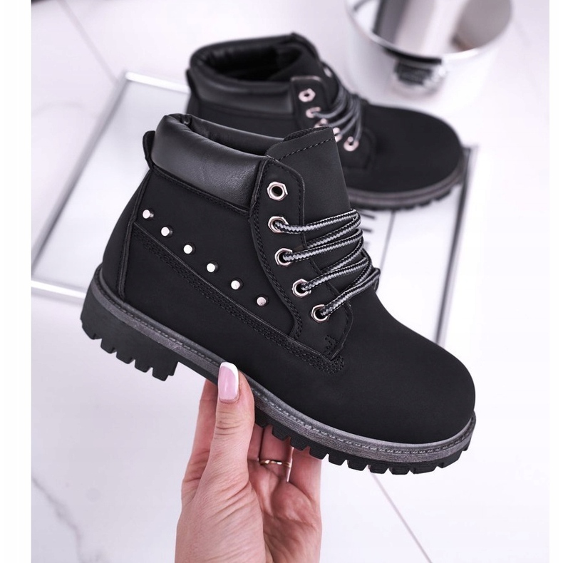 MSMG Bottes Gonzo chaudes noires pour enfants avec clous 2