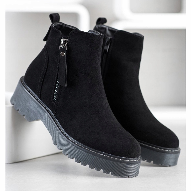 J. Star Bottines en daim sur la plate-forme noir 1