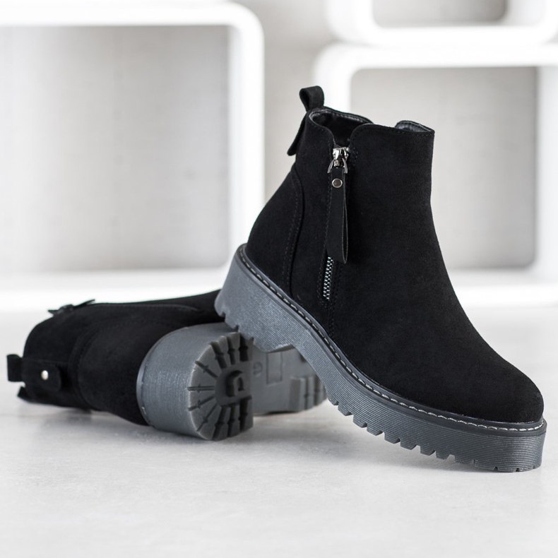 J. Star Bottines en daim sur la plate-forme noir 2