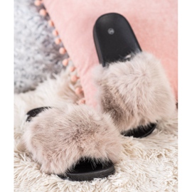 SHELOVET Pantoufles De Fourrure Confortables beige 2 SHELOVET Pantoufles De Fourrure Confortables beige 2