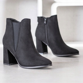 Lovery Bottines en daim avec fermeture éclair le noir 1