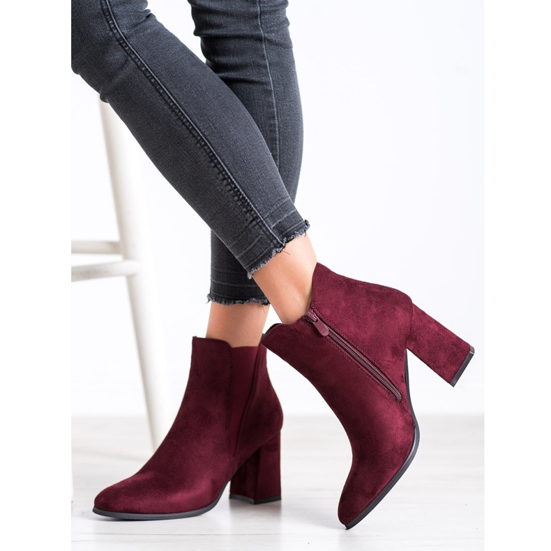 Lovery Bottines en daim avec fermeture éclair rouge 2
