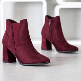 Lovery Bottines en daim avec fermeture éclair rouge 3