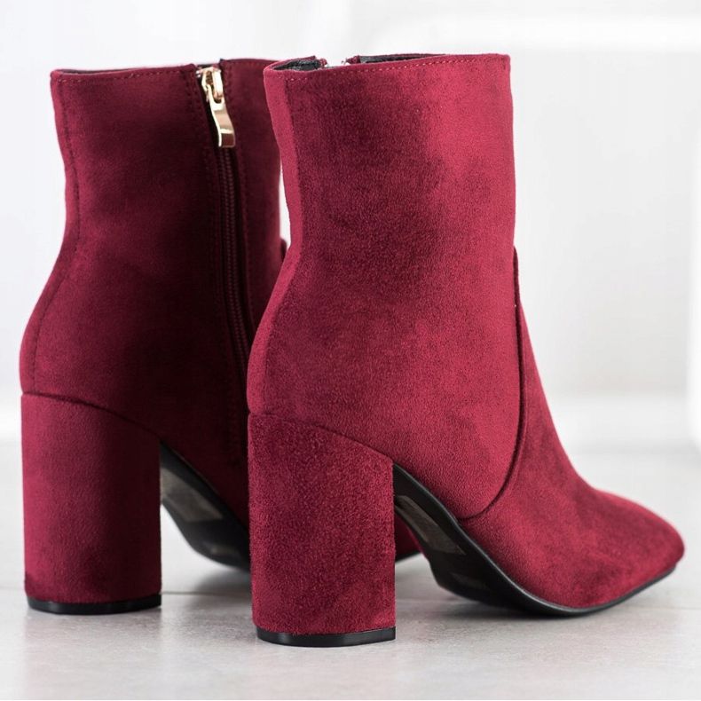 Diamantique Bottes en daim élégantes rouge 1