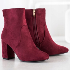 Diamantique Bottes en daim élégantes rouge 2