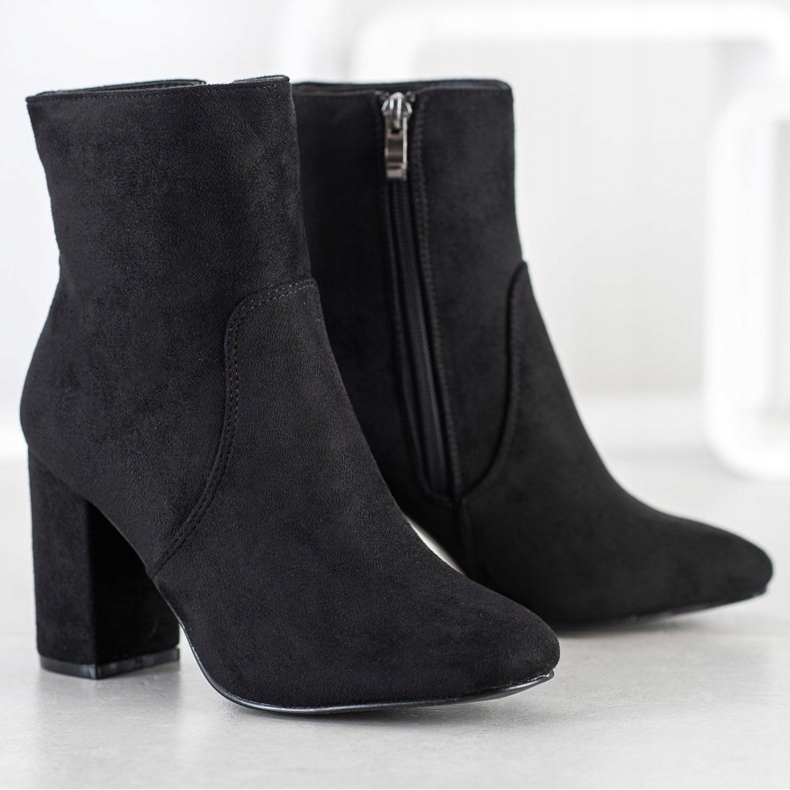 Diamantique Bottes en daim élégantes le noir 1