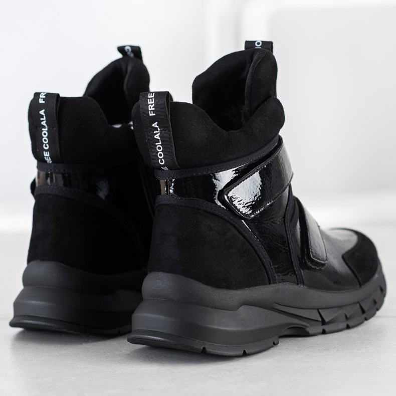 SHELOVET Chaussons d'hiver avec velcro le noir 2