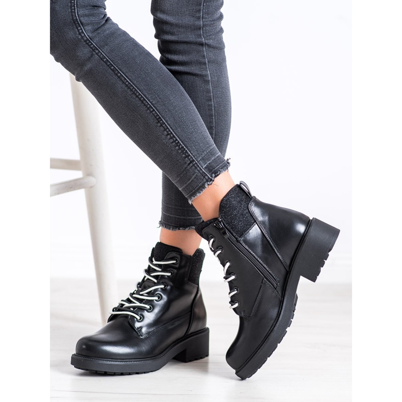 SHELOVET Bottes nouées élégantes noir 2