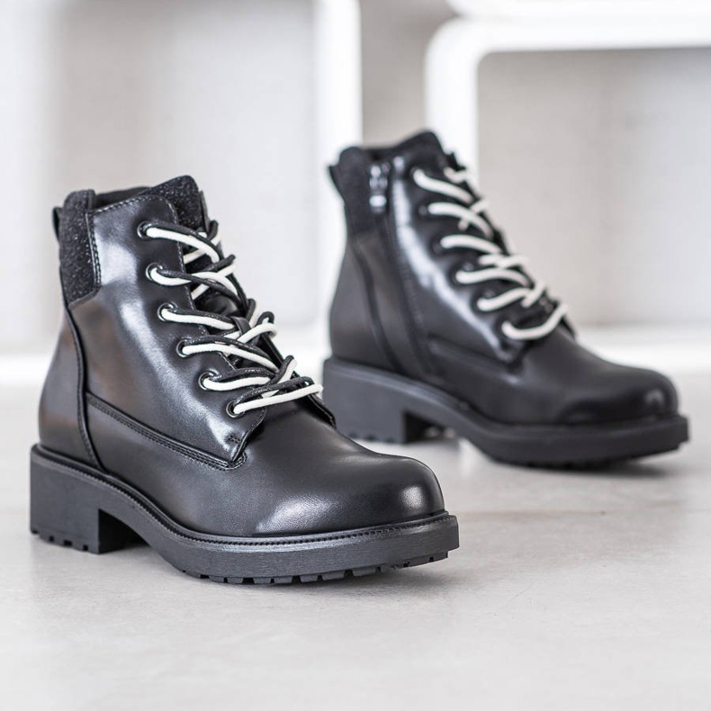 SHELOVET Bottes nouées élégantes noir 1
