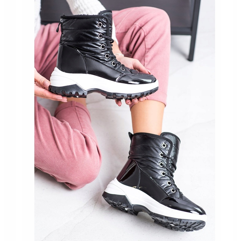 SHELOVET Bottes de neige noires confortables 1