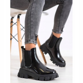 SHELOVET Bottines Chelsea sur plateforme de mode noir 1