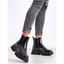 SHELOVET Bottines Chelsea sur plateforme de mode noir 2
