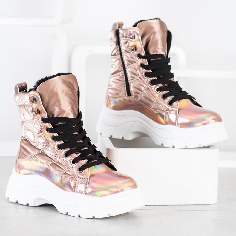 SHELOVET Trappeurs matelassés à la mode doré 1