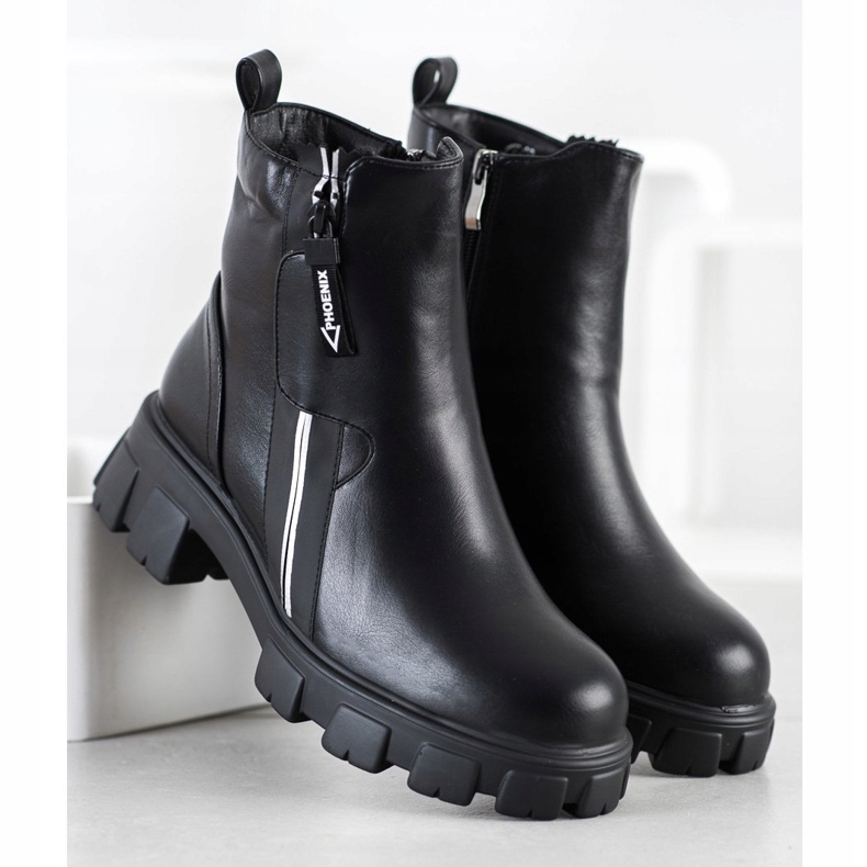 Weide Bottes à la mode avec une fermeture éclair décorative noir 2