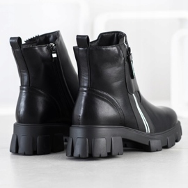 Weide Bottes à la mode avec une fermeture éclair décorative le noir 3