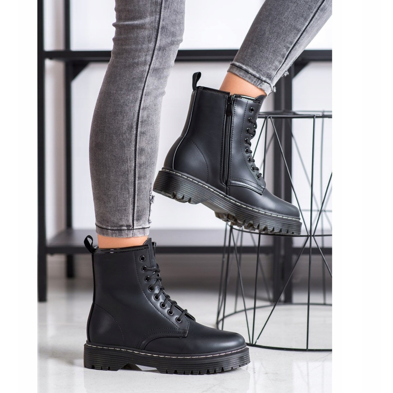 Weide Bottes chaudes avec cuir écologique le noir 2