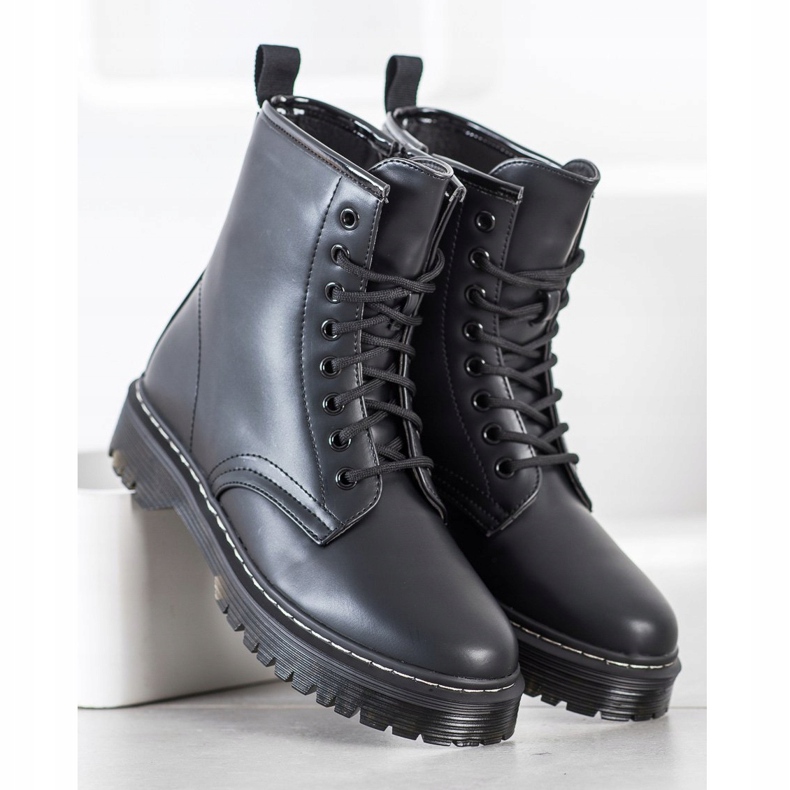 Weide Bottes chaudes avec cuir écologique le noir 1