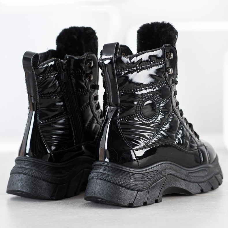 SHELOVET Trappeurs matelassés à la mode noir 1