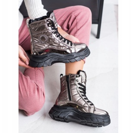 SHELOVET Trappeurs matelassés à la mode gris 1