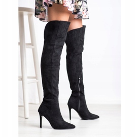 Small Swan Bottes sexy à talons hauts noir 1