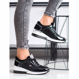 Baskets VINCEZA en cuir noir 1