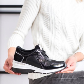 Baskets VINCEZA en cuir noir 2