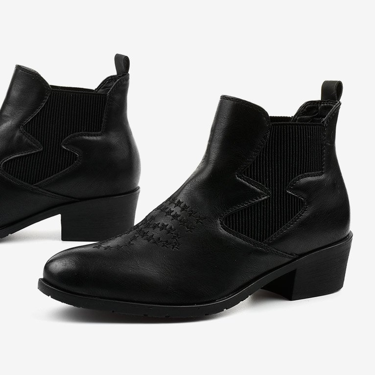 Bottes de cowboy basses noires de Fancyroot le noir 1 Bottes de cowboy basses noires de Fancyroot le noir 1