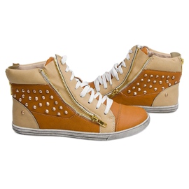 Baskets Hautes Avec Clous Y299 Camel beige brun 1