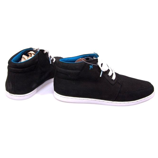 Baskets mi-hautes en cuir noires blanche le noir 1