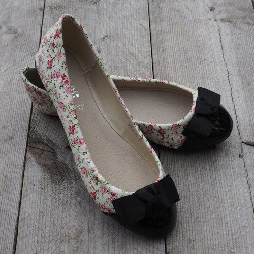 Ballerines Avec Noeud 6148 Coloré blanche 1