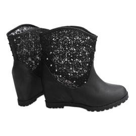 Bottines compensées ajourées 7010 -16 Noir le noir 2
