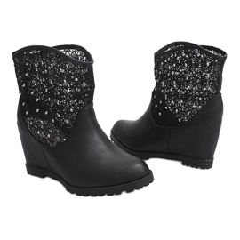 Bottines compensées ajourées 7010 -16 Noir le noir 1