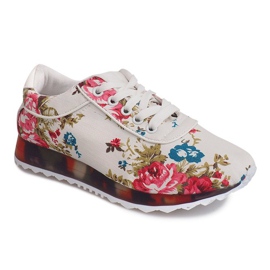 Baskets De Sport Avec Fleurs BL282 Blanc blanche multicolore 2