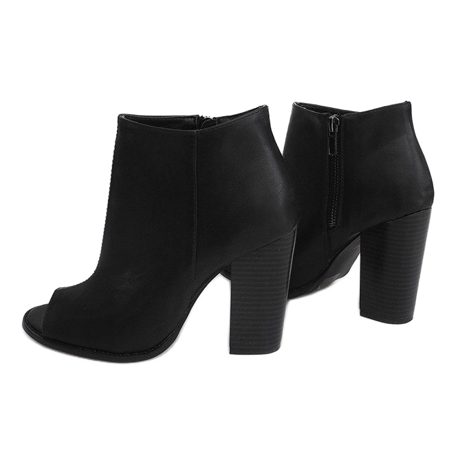 Sarah Black Open Boots sur un poteau le noir 1