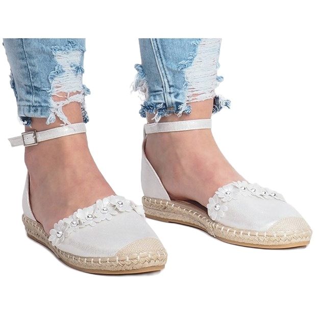 Espadrilles en argent avec fleurs LL6271 1