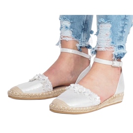 Espadrilles en argent avec fleurs LL6271 4