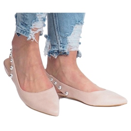 Ballerines beiges avec clous F-3650 1