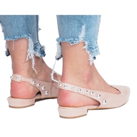 Ballerines beiges avec clous F-3650 3