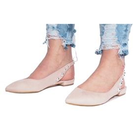 Ballerines beiges avec clous F-3650 4
