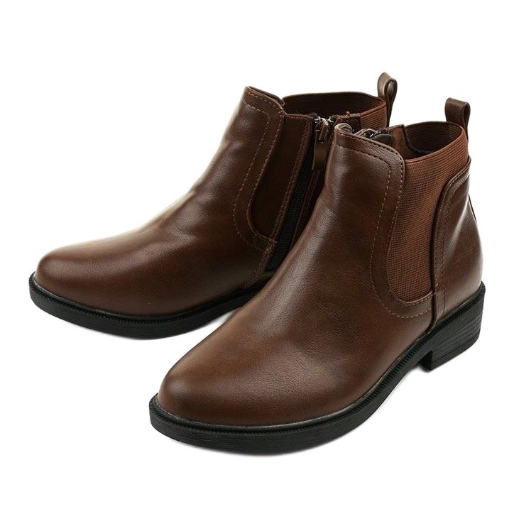 Bottines plates Merriva en similicuir marron brun 2