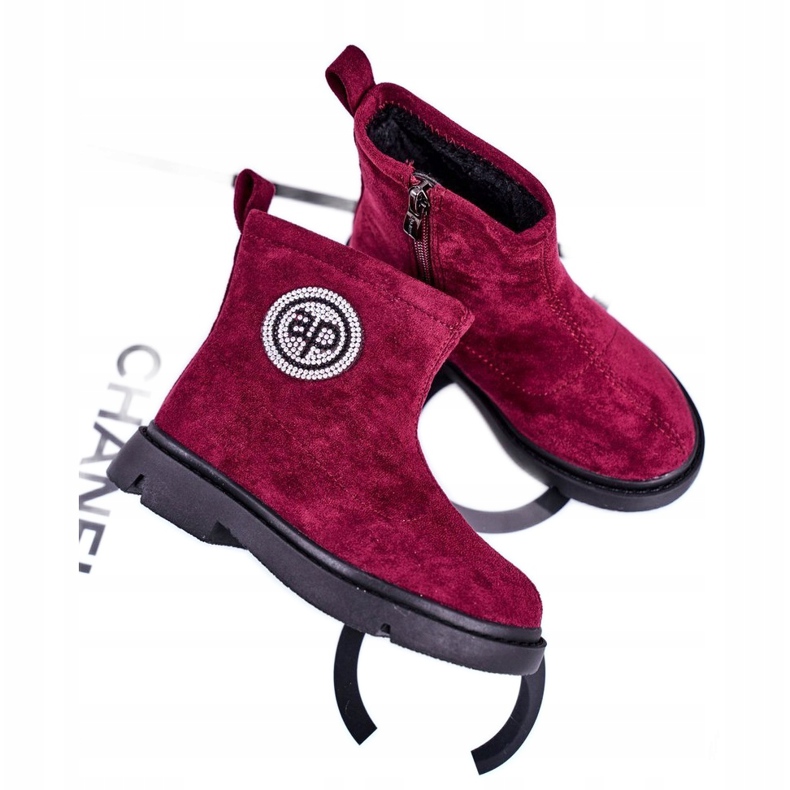 Apawwa Bottines Chaudes Enfant Bordeaux Alvin le noir rouge 1