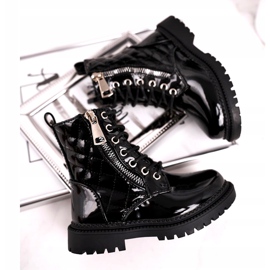 FRROCK Bottes Enfant Chauffées De Fourrure, Laqué Noir Say You 2