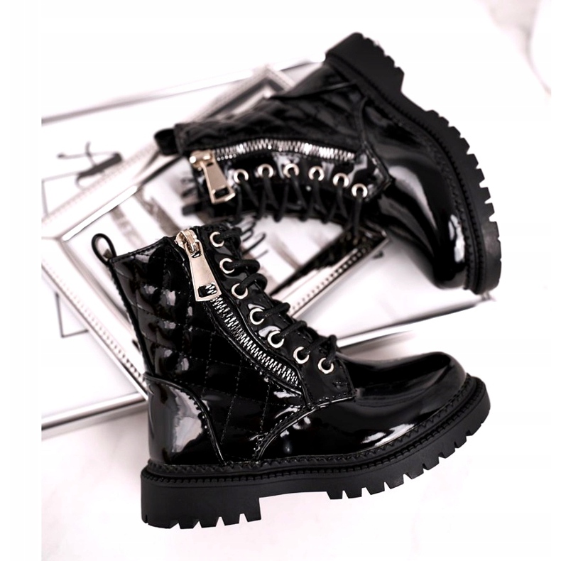 FRROCK Bottes Enfant Chauffées De Fourrure, Laqué Noir Say You le noir 2 FRROCK Bottes Enfant Chauffées De Fourrure, Laqué Noir Say You le noir 2