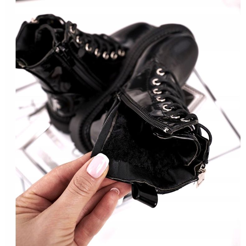 FRROCK Bottes Enfant Chauffées De Fourrure, Laqué Noir Say You le noir 3 FRROCK Bottes Enfant Chauffées De Fourrure, Laqué Noir Say You le noir 3