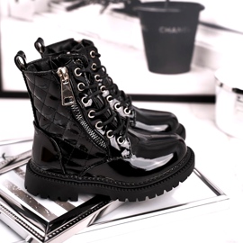 FRROCK Bottes Enfant Chauffées De Fourrure, Laqué Noir Say You le noir 1 FRROCK Bottes Enfant Chauffées De Fourrure, Laqué Noir Say You le noir 1